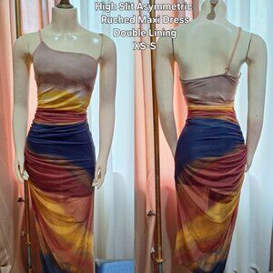 SHEIN Multicolor One Shoulder Bodycon Maxi Dress Size L
